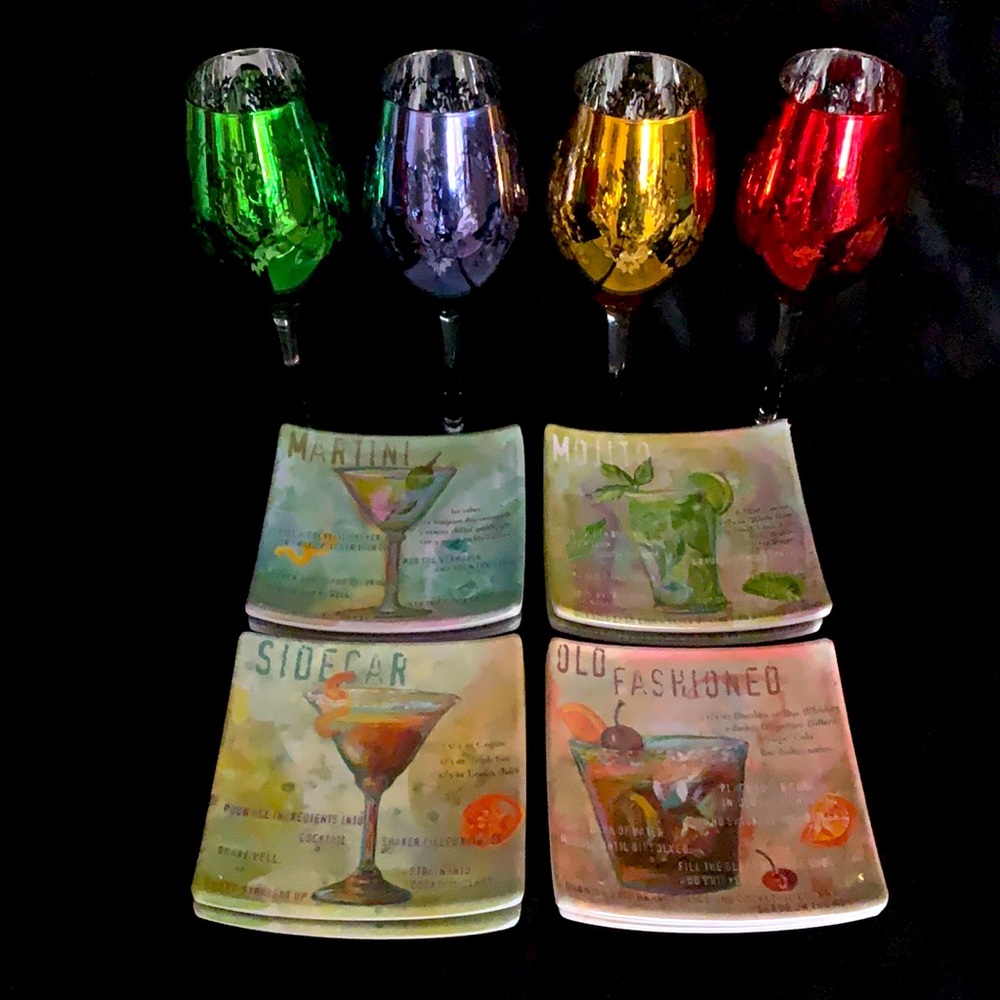 Wine Glass Snack Plate Set